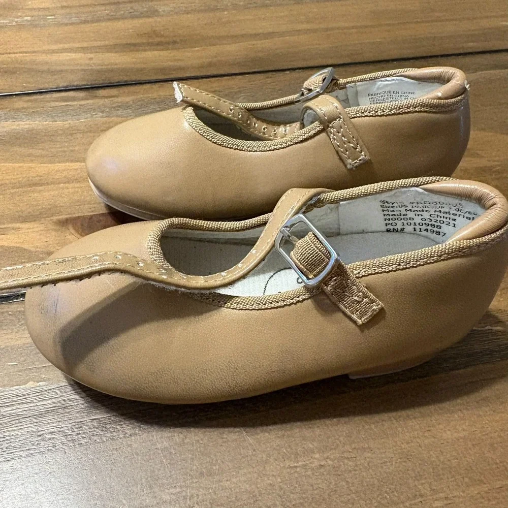 Evolution Dancewear Kids Tap Shoes Tan Mary Jane Buckle US Size 10.0C RD60005